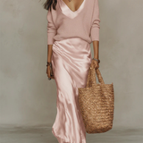 Elena | Vestido Midi Satinado con Suéter Incluido