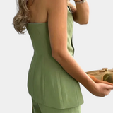 Conjunto de Top Tubo Estilo Minimalista Ekaterina y Pantalones de Pierna Ancha