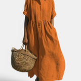 Amelie | Elegante vestido de camisa de algodón con silueta femenina