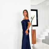 Vestido palabra manguito marino