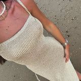 Vestido midi punto dorado