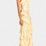 Vestido Maxi Ciervo con Volantes Florales