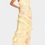 Vestido Maxi Ciervo con Volantes Florales