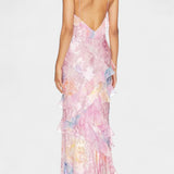 Vestido Maxi Ciervo con Volantes Florales