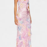 Vestido Maxi Ciervo con Volantes Florales