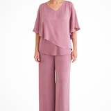 Serena | Conjunto de Top de Manga Murciélago en V y Pantalones de Pierna Ancha para Mujer