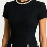 Bronwen | Vestido Mini de Mujer con Detalle de Perlas y Bolsillo