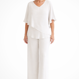 Serena | Conjunto de Top de Manga Murciélago en V y Pantalones de Pierna Ancha para Mujer