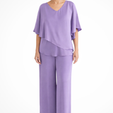 Serena | Conjunto de Top de Manga Murciélago en V y Pantalones de Pierna Ancha para Mujer