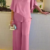 Serena | Conjunto de Top de Manga Murciélago en V y Pantalones de Pierna Ancha para Mujer