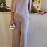 Serena | Conjunto de Top de Manga Murciélago en V y Pantalones de Pierna Ancha para Mujer