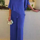 Serena | Conjunto de Top de Manga Murciélago en V y Pantalones de Pierna Ancha para Mujer