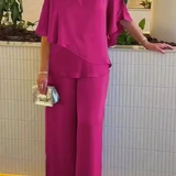 Serena | Conjunto de Top de Manga Murciélago en V y Pantalones de Pierna Ancha para Mujer