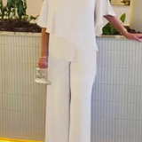 Serena | Conjunto de Top de Manga Murciélago en V y Pantalones de Pierna Ancha para Mujer