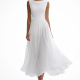 Vivienne | Vestido Midi de Invitada de Boda con Pliegues y Drapado para Mujeres