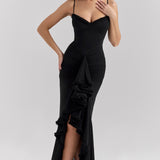 Vestido Maxi Sin Mangas con Volantes Roxanne