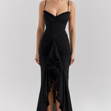 Vestido Maxi Sin Mangas con Volantes Roxanne