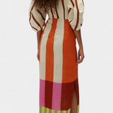 Vestido Alison Suave con Escote Frontal y Mangas Abullonadas
