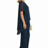 Conjunto Elegante de Dos Piezas Mujer – Corte Fluido con Pantalón Ancho