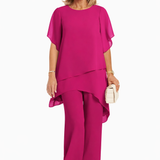 Conjunto Elegante de Dos Piezas Mujer – Corte Fluido con Pantalón Ancho