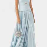 Vestido Midi Plisado Clara con Mangas Descubiertas