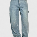Jeans Cargo Dariya con Brillo y Aplicaciones de Piedras Preciosas