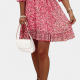 Vestido Floral Benicia con Mangas Abullonadas y Bajo Juguetón