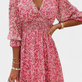 Vestido Floral Benicia con Mangas Abullonadas y Bajo Juguetón