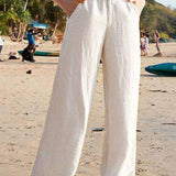 Lucy | Pantalones de lino anchos de cintura alta y corte relajado para el verano