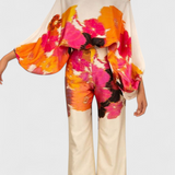 Conjunto de Dos Piezas Sybella con Top Off-Shoulder y Pantalones Anchos Impresos