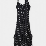 Vestido Estefanía Gossamer con Volantes y Lunares en Negro y Crema