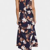 Vestido Maxi Floral Lisa con Cuello Halter y Cintura Elástica
