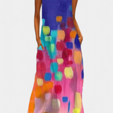 Vestido Sin Mangas Enna Colorido con Escote en V