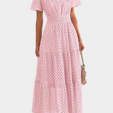 Vestido Maxi de Encaje Bordado Imani