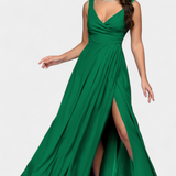 Vestido Largo Rocío con Drapé Frontal y Escote Cruzado