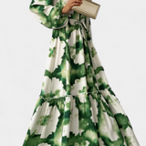 Vestido Maxi de Manga Larga Maria con Escote en V