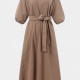 Vestido de Lino y Algodón Krisbel con Cintura Atada