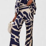 Conjunto de Dos Piezas Sybella con Top Off-the-Shoulder y Pantalones Anchos Estampados