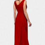 Vestido Largo Rocío con Drapé Frontal y Escote Cruzado