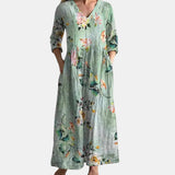 Vestido de Verano para Mujeres con Escote en V y Patrón Floral