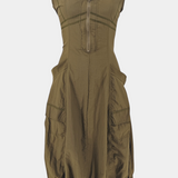 Vestido Midi Katana con dobladillo burbuja y corsé ajustado