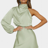 Vestido Mini Draped de Un Hombro Mara