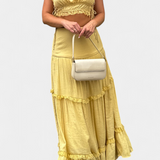 Conjunto Ilys Romántico con Top de Encaje y Falda Larga Voluminosa