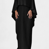 Vestido Maxi Plisado de Cuello Alto Jane con Mangas Voladas