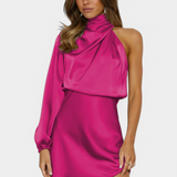 Vestido Mini Draped de Un Hombro Mara