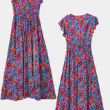 Vestido Largo Ximena con Estampado Floral y Abertura Lateral