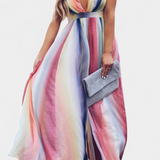 Vestido de Rayas Multicolor Gretchen con Escote en V