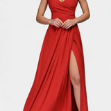 Vestido Largo Rocío con Drapé Frontal y Escote Cruzado