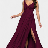 Vestido Largo Rocío con Drapé Frontal y Escote Cruzado