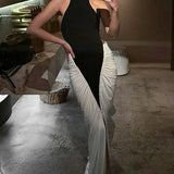 Vestido Midi Bicolor Ariana con Pliegues